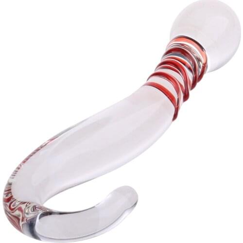 Simulation Penis Manual Grip Butt Plug Glass Pleasure Wand Women Stimulator Dilator Massage Stick Adult Erotic Sex Toys