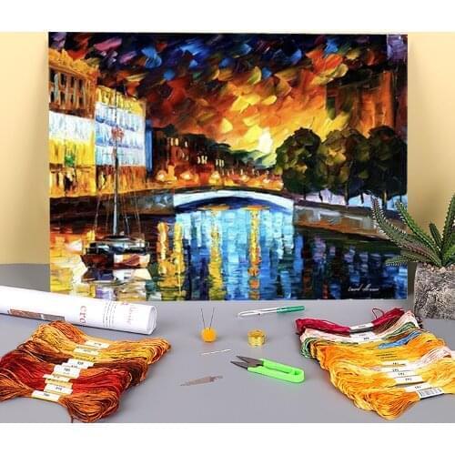 Saint Petersburg Printed Water-Soluble Canvas 11CT Cross-Stitch Embroidery Full Kit DMC Threads Knitting Craft Wholesale
