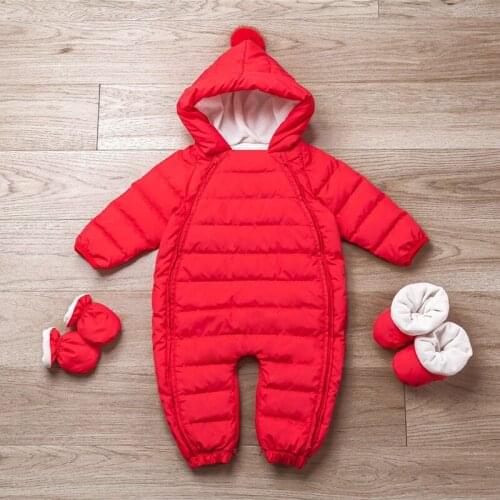 Newborn Baby Rompers Baby Down Jackets Thick Warm Snowsuits Children Winter Clothing Set Girls Outdoor Outfit With Gloves Shoes
