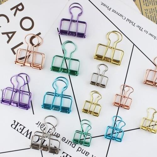 5 Pcs/lot 2 Sizes Metal Clips Ins Colors Rose Gold Green Large Medium Small Office Study Decorative Binder Clips 5 Colors