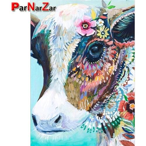 Parnarzar DIY 5D Diamond Painting Colorful Cow Full Drill Embroidery Cross Stitch Pictures Arts Craft for Home Wall Decor