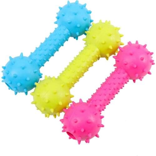 Pet Dog Toy Rubber Dumbbell Shape Bite-Resistant Dog Sound Toy Chew Dental Teething Healthy Clean Interactive Toys Pet Supplies