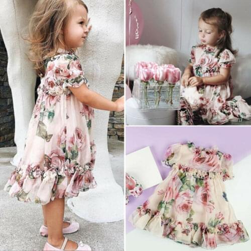 Toddler Baby Kid Girl Flower Dress Chiffon Ruffle Dress Pageant Party Clothes