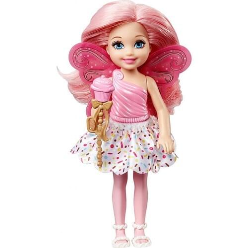 Barbie Chelsea Fairy Dolls- Barbie Chelsea Doll With Pink Hair and Pink Dress From Candy Kingdom- Barbie Doll with Little Wings