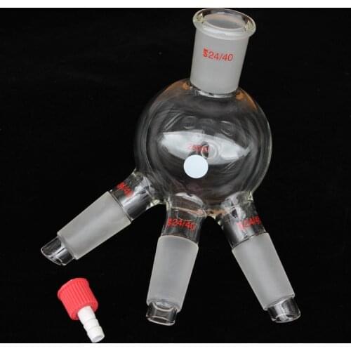 Boiling Flask Glass Cow Receiver 250ml Joints 24/40 Three Ports Glass Distillation Receiver