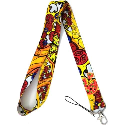 Cheese Pizza keychain lanyard for keys tags usb id word card badge holder neck strap cameras phone rope keycord cute lanyards