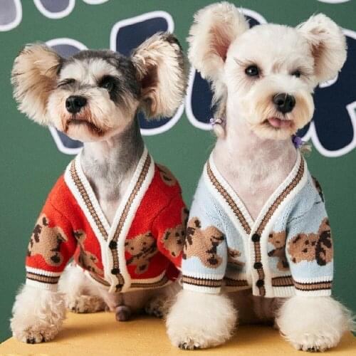 Pet Sweater Dog Autumn Winter Clothing Small Dog Sweater Cardigan Clothes For Dogs Cat French Bulldog Schnauzer Puppy Bear Coat