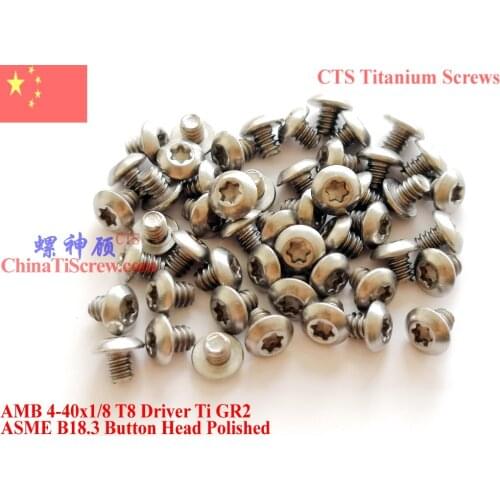 Button Head Titanium screws 4-40x1/8 4-40x5/32 4-40x3/16 4-40x1/4 4-40x5/16 4-40x3/8 4-40x1/2 4-40x5/8 T8 Driver Ti GR2 50 pcs