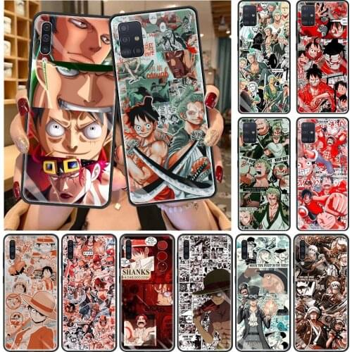 One Piece Luffy Fashion Case For Samsung Galaxy A51 A71 A50 A70 A31 A21s A30 A91 A52 A72 5G Tempered Glass Phone Cover Capa