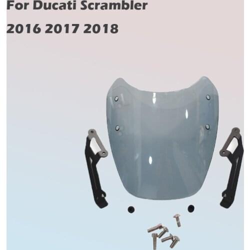 For Ducati Scrambler 2016 2017 2018 Motorcycle Windscreen Windshield Shield Screen Visor Parabrisa with Bracket