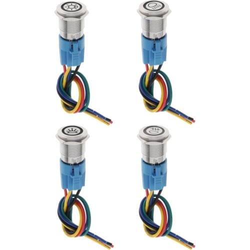 19mm Waterproof Push Button Switch Self-Lock 5A with Wire Socket Plug Modification for Boats Car Vehicles Blue