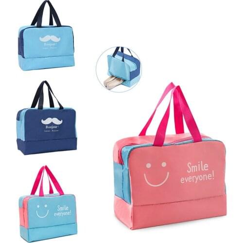 Smiley Waterproof Bag Dry and Wet Separation Beach Bag Men Fitness Backpack Women Swimwear Storage Combo Dry Wet Bag