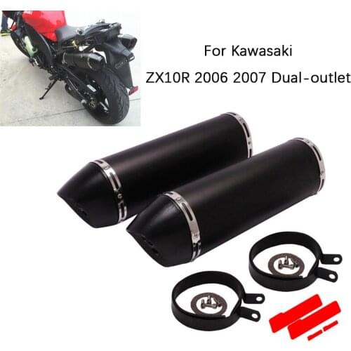 Dual-outlet Exhaust for Kawasaki ZX10R Ninja 2006 2007 Motorcycle Exhaust Pipe Slip On Original Exhaust System No DB Killer