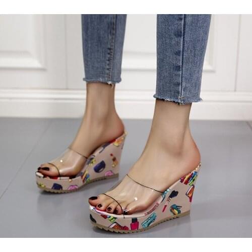 2021 New Thick Bottom Sponge Cake Slope with Fish Mouth Waterproof Platform Womens Sandals and Slippers Ladies Fashion 35-40