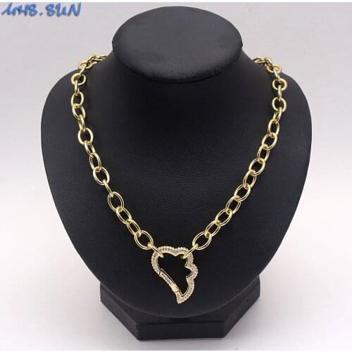 MHS.SUN Fashion AAA Cubic Zirconia Necklace With Clouds Design Chunky Link Chain Necklace Choker For Women Hip Pop Jewelry Gift