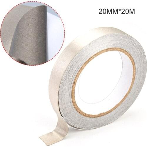 1x 20mm* 20 meters Silver Plain Adhesive Conductive Fabric Tape for Mobilephone Laptop EMI Shileding Remote Button Key Repair