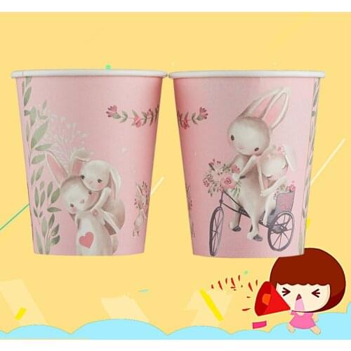 100pcs Creative cartoon disposable tea cup 250ml 9oz cold and hot drink coffee juice thicken paper cups birthday party favor cup