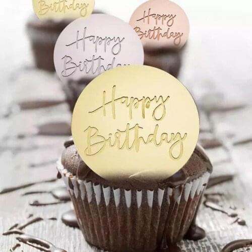 12Pcs Personalized Engraved Exquisite Text Cake Plaque Decorations Custom Logo Font Style Round Mirror Table Centerpieces Favors