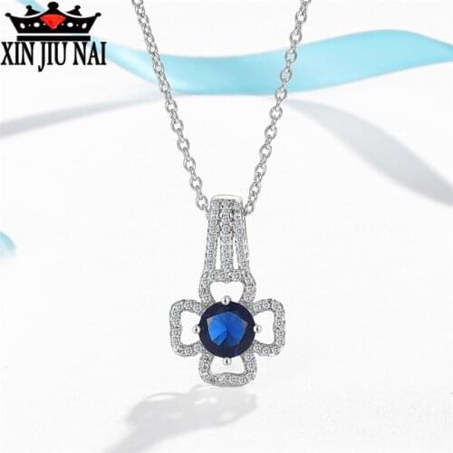 2020 Hot Sale New Arrival S925 Sterling Silver Retro Luxury Lady 4 Claw Lucky Clover 5A Zircon Necklace Pendant