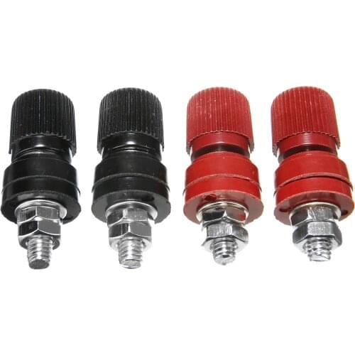 4pcs M6 Terminal Binding Post Red Black Connector Speaker Power Supply Terminals Banana Speaker Plug Jack Adapter Socket