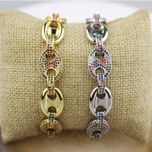 5pcs New design colorful connector cz bracelet,plated cubic zircon component,popular bracelet cheap wholesale