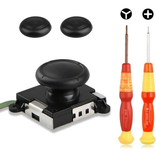 3D Replacement Joystick Analog Thumb Stick for Nintendo Switch Controller -Tri-Wing&Cross Screwdriver Tool +2 Thumbstick Caps