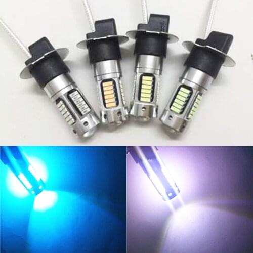 4pcs car H3 led 30 led car light Fog led high power lamp 4014 smd Auto car led bulb Car Light Source parking 12V 6000K 880 881