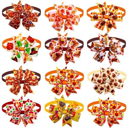 60pc Dog Bow Tie Fall Pets Supplies Dogs Accessories Thanksgiving Pet Dog Bowties Small Dog Cat Grooming Products for Fall