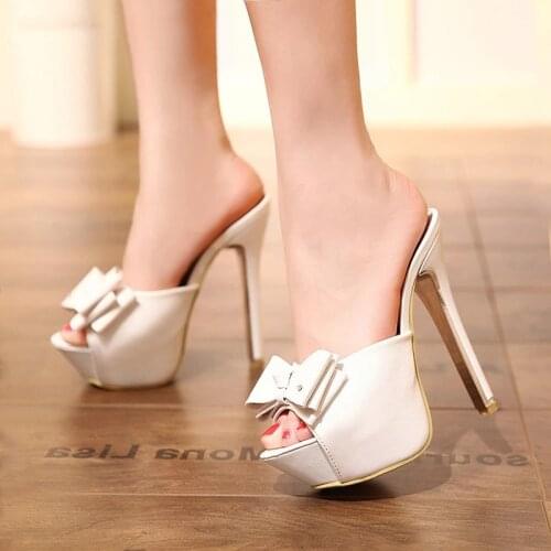 Platform heels sandals women peep toe pumps women shoes high heel slippers women for summer heels platform shoes women heels bow