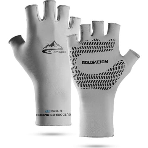 Long ice silk sunscreen gloves silicone antiskid outdoor riding gloves anti ultraviolet quick drying Half Finger Fishing Gloves