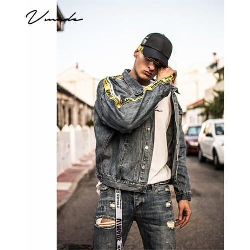 VMADE Authentics Oversize washed Mens vintage clothing Womens Coat Trucker Jacket Western Style Lightweight Long-Sleeve Zipper