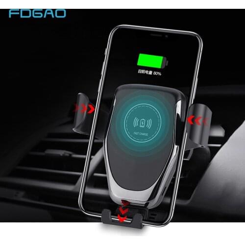 FDGAO 10W Qi Wireless Car Charger for iPhone 11 Pro XS Max XR X 8 Fast Charging Mount Car Phone Holder For Samsung S20 S10 S9 S8