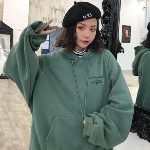 Harajuku Hoodies Women 2020 Spring Autumn Letter Printed Long Sleeve Trendy Sweatshirts Velvet Sweatshirts Oversize Pullovers