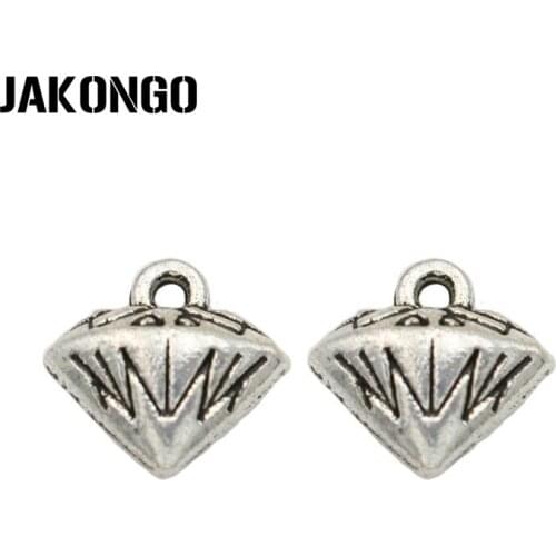 JAKONGO Antique Silver Plated Rhinestone Charm Pendants Jewelry Accessories Making Bracelet DIY 11x10mm 20pcs/lot