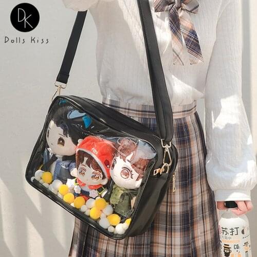 Hot Classic ItaBag Shoulder Black Women Bags Japanese Transparent One sided PU Leather Soft Girls Lovely Clear Middle Ita Bag