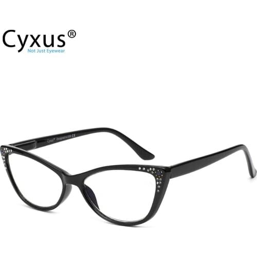 Cyxus Designer Trendy Anti Blue Light Reading Glasses Cat Eyes Shape Transparent Lens Women Eyewear 2091