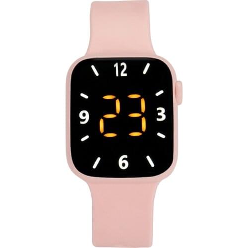 Fashion Womans Digital Sports Watch TPU Plastic Concealed Buckle LED Electronic Display Date Water-Proof Mens Electronic Watch