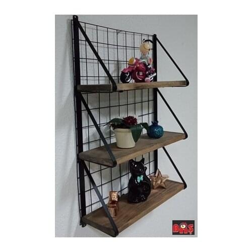 Wall Rack/Modern Metal Natural Ahşaplı (Oak) Wall Rack