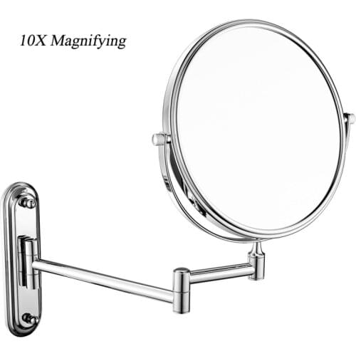Wall-mounted makeup mirror metal copper 6/8 inch double-sided 3/5/7/10 times mirror custom manufacturer bathroom beauty mirror