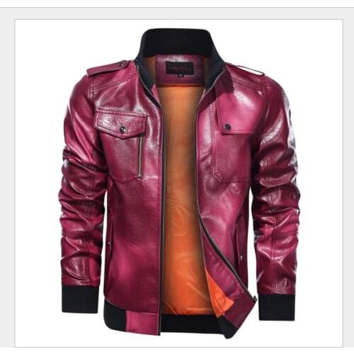 New Fashion Mens Brown Leather Jacket Vintage Style Outwear Coat Men Autumn Winter Motorcycle Jacket Casual Overcoat Plus Size