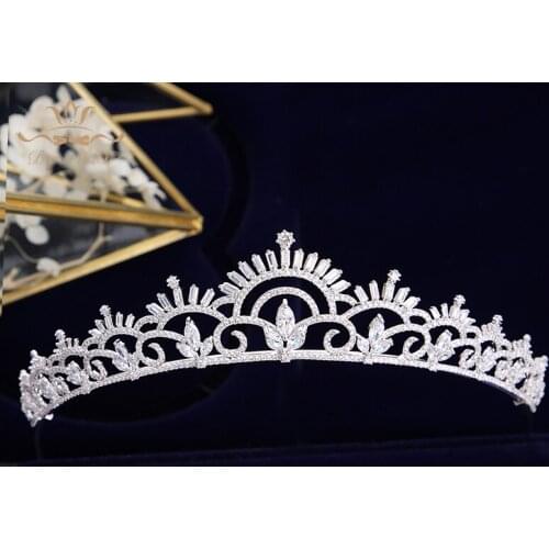 New Simple European Full Zircon Bridal Tiaras Crowns Plated Crystal Wedding Hairbands For Brides Women Hair Jewelry