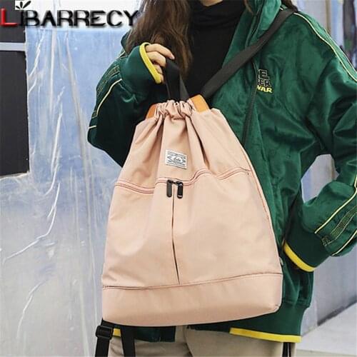 New Style Fashion Drawstring Design Womens Backpack High Quality Nylon Ladies Student Backpack Panelled Designer Women Bookbag