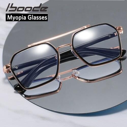 Iboode Brand Men Classic Myopia Glasses Parallel Bar Prescription Glasses Frames Optical Eyewear -1.0 -1.5 -2.0 -2.5 -3.0 -3.5