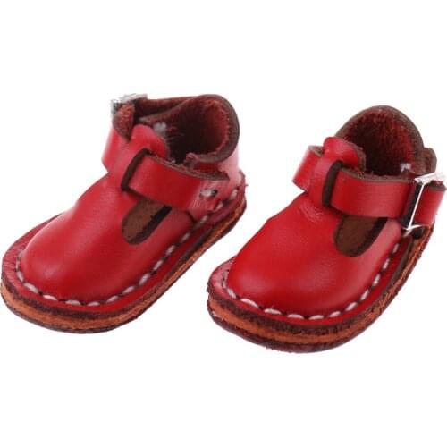 Pair of Ankle Belt Shoes Flat Shoes for 12'' Doll Clothing Red Shoes Clothing Accessory for Girl Doll