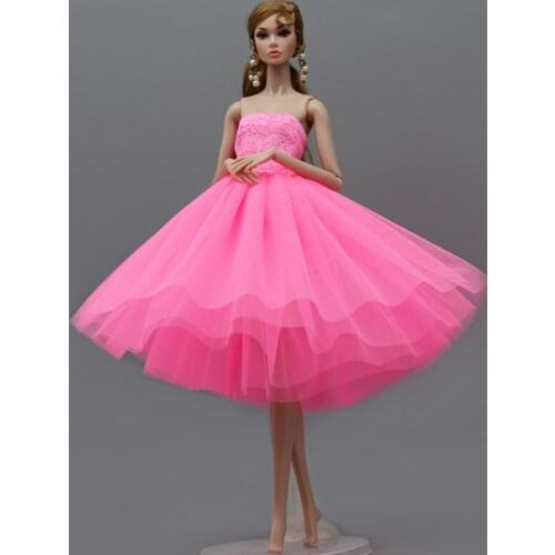 Pink Off Shoulder Princess Dress For Barbie Doll Clothes Ballet Dancing Costume Outfits 11.5" Dolls Accessory Best Gift for Girl