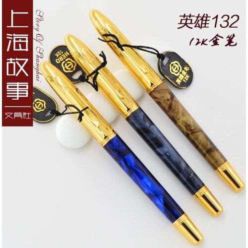 Hero original 132 ink pen x celluloid xylonite 12k gold Female fountain pen the 1990s classic products Noble natural gift