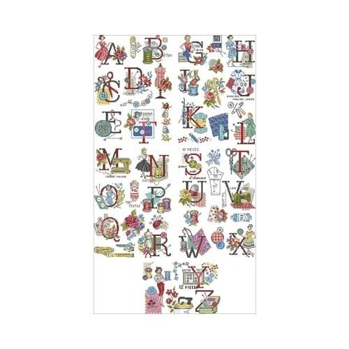 -manual Paris Alphabet for women (14CT) Counted Cross Stitch 11CT 14CT 18CT DIY Cross Stitch Kits Embroidery Needlework Sets