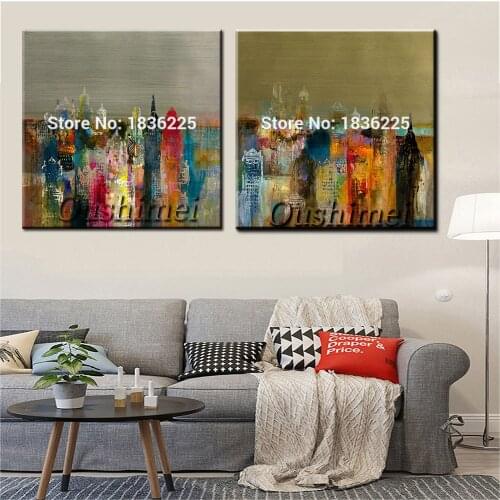 Lowest canvas painting price high quality oil painting handmade fashion city canvas painting building Art watercolor photos