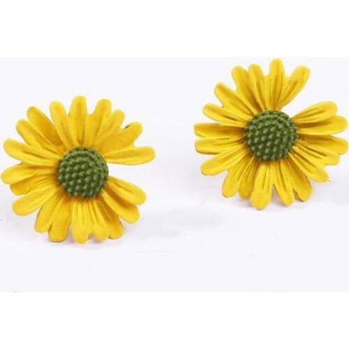 Fresh Flower Earrings Small Daisy Stud Earrings For Women Earing Yellow White Green Pink Orange Sun Flower Earring Jewelry J93