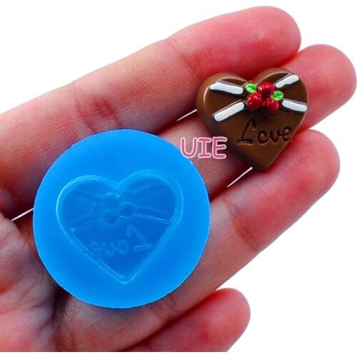 GYL034U 17.5mm x 22.2mm Heart-shaped Chocolate Cake Silicone Mold Fondant Cake Decoration Candy Resin Clay Earrings Necklace